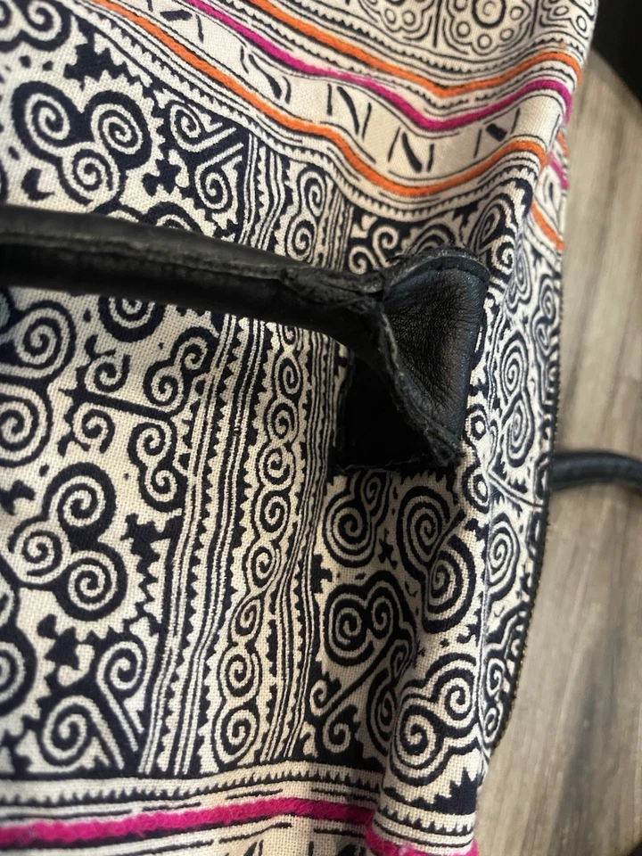 Bolso de Hombro Cleobella Bolso de Fin de Semana Cuero Algodón Multicolor USADO Buen Estado Foto 4 de 4