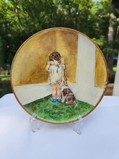Bessie Gutmann Style Painting on Wood Disgrace Child's Best Friend Signed OOAK