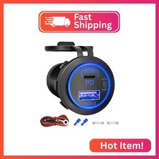 83W 12V USB Outlet, 18W QC 3.0 USB A  65W PD USB C Car Charger Socket with ON O