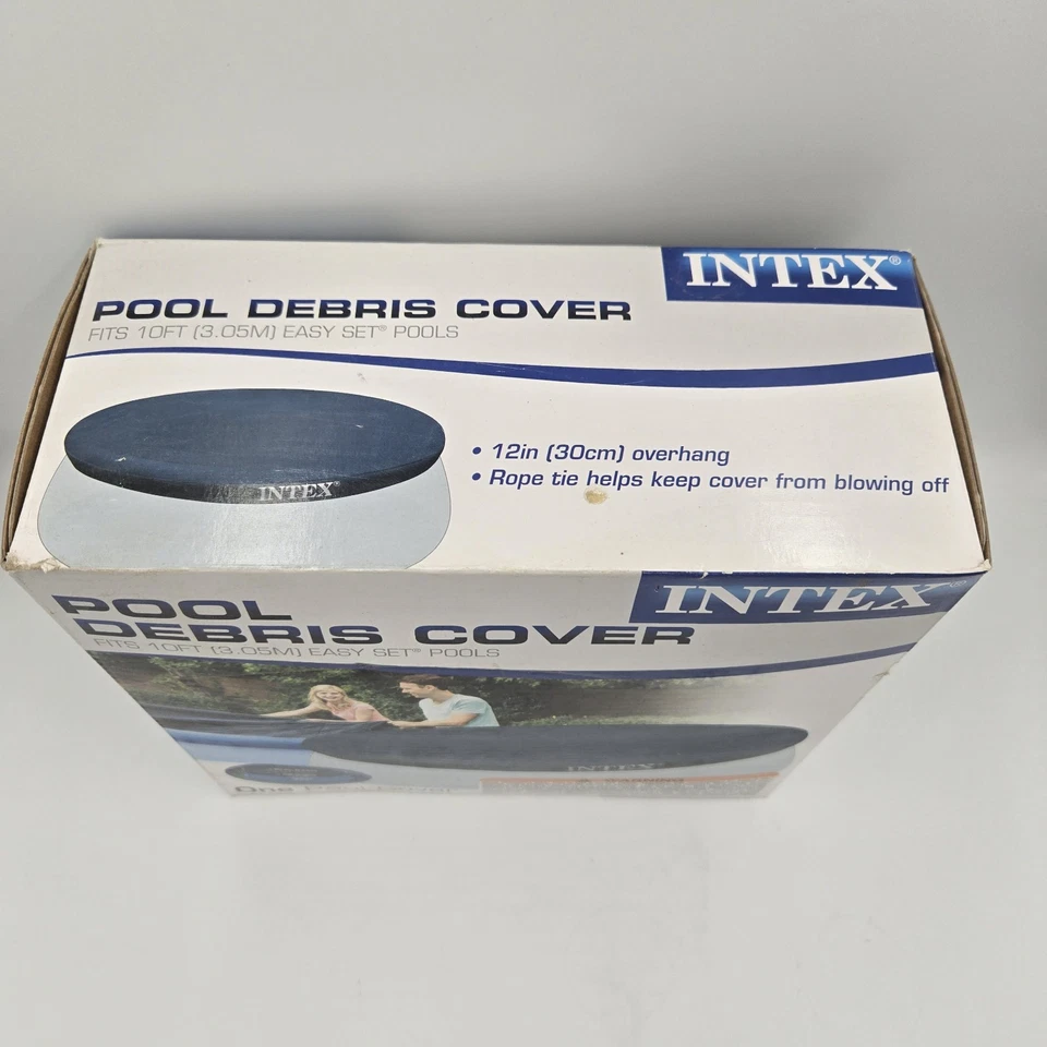 NEW Intex 10 Foot Easy Set Round Above Ground Pool Cover Debris Vinyl Cover Blue - Image 3 of 4