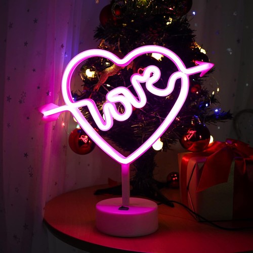 Heart Neon Sign Love Neon Light LED Neon Signs With Base USB&Battery Operated N - Picture 1 of 9