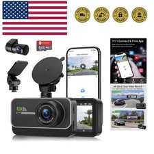 Dash Cam Front and Rear,4K 1080P WiFi Dual Dash Camera for Cars with App, 3" ...