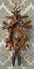 Große Original Kuckucksuhr Schwarzwald, Jagdstil, antik, funktionsfähig