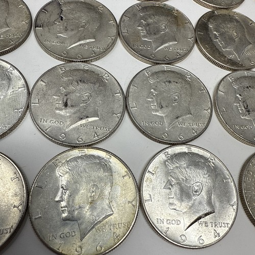 Roll of 20 - 1964 $10 Face Value Full Dates 90% Silver Kennedy Half Dollars - Picture 7 of 9