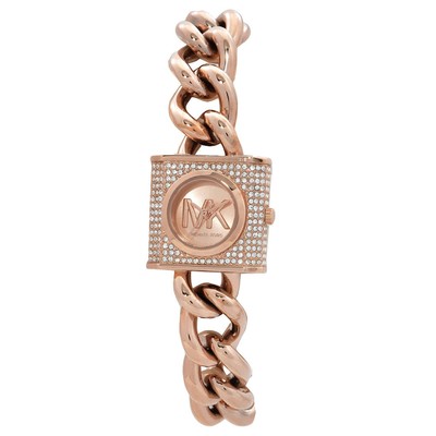 Michael Kors MK Chain Lock Quartz Crystal Rose Gold Dial  display picture 1