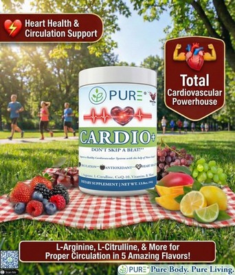PURE Cardio+,  Formerly L-Arginine+ Heart Cherry/Berry/Mango/Lemon Lime/Grape!