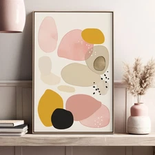 Creativity Pink Yellow Hand Painted Oil Painting on Canvas Abstract Wall Art 