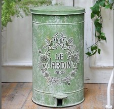 Dog Poop Trash Can with Lid-15L/4Gal,Commercial Outdoor Retro Metal Garbage Can