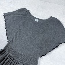 Ella Moss Dress Womens 14 Grey Sweater Knit Short Flutter Sleeve Butterfly