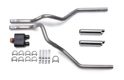 Flowmaster Super 10 Muffler Mandrel-Bent Dual Truck Exhaust Kit Chrome Tips