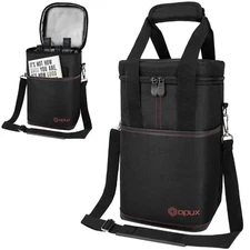Wine Bag Carrier Tote Insulated 4 Bottle Cooler Carrying Case for Travel Picnic