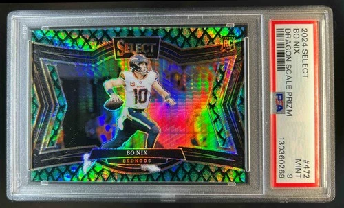 2024 Select Bo Nix Field Dragon Scale Prizm RC #6/70 Broncos PSA 9