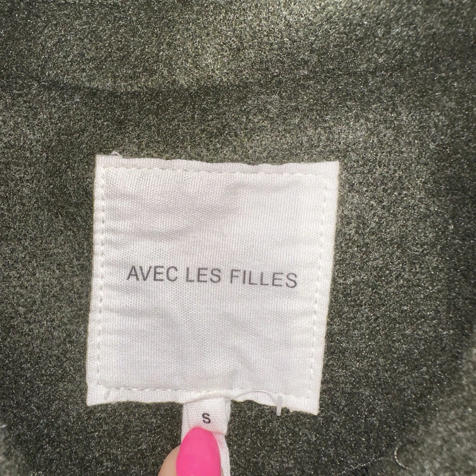 NWT Avec Les Filles Army Green Full Zip Up Felt Military Jacket Women’s Small - Image 2 of 4