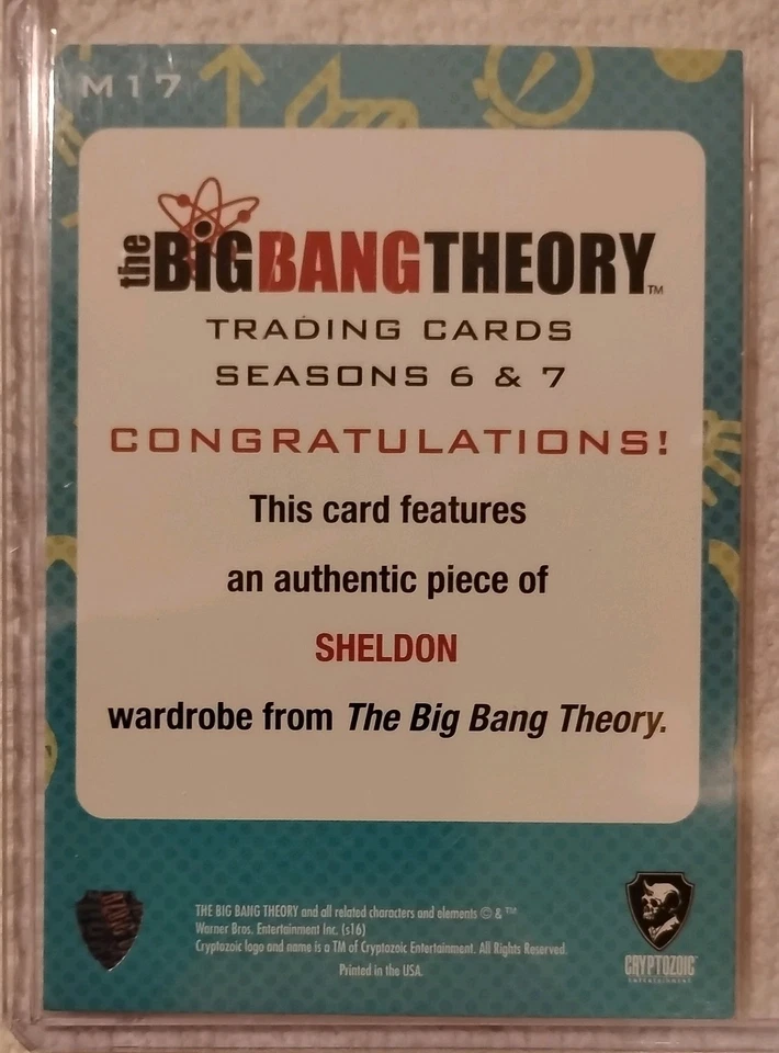 Big Bang Theory Seasons 6 & 7 Wardrobe Costume Relic Card M17 Sheldon - Image 3 of 3