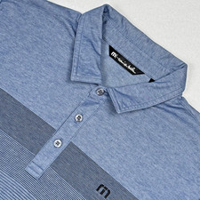 Travis Mathew Men's Polo Shirt Golf Large Short Sleeve Cotton Blend Blue