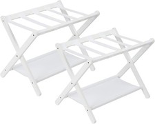 2pcs Luggage Rack Folding Suitcase Stand Storage Shel Bamboo Luggage Rack 110 Lb