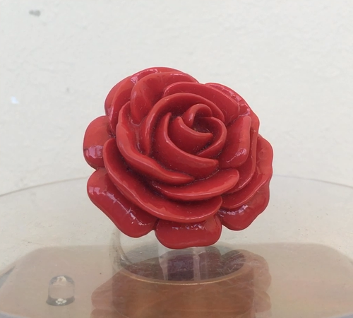 Summer Ring Lucite Acrylic Plastic Ring Red Rose Ring Size 6 ( 16.5 mm) - Video 1 of 1