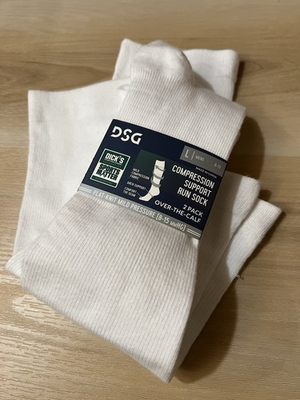 #ad #ad DSG Compression Support Run Sock 2 Pack Over The Calf Mild Pressure White L $7.99