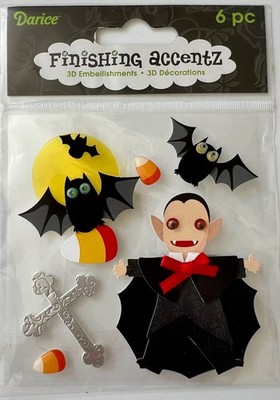  Vampire 3D HALLOWEEN STICKERS Dracula Monster eye Bat Full Moon Candy Corn  