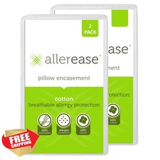 AllerEase Queen Pillow Protector 30x20 Cotton Breathable 1 Pack of 2