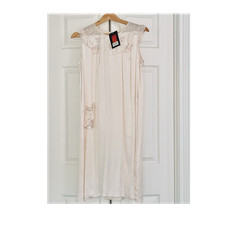 NWT 100 Silk Pale Pink Floral Embroidered Slip Nightgown Regular Size