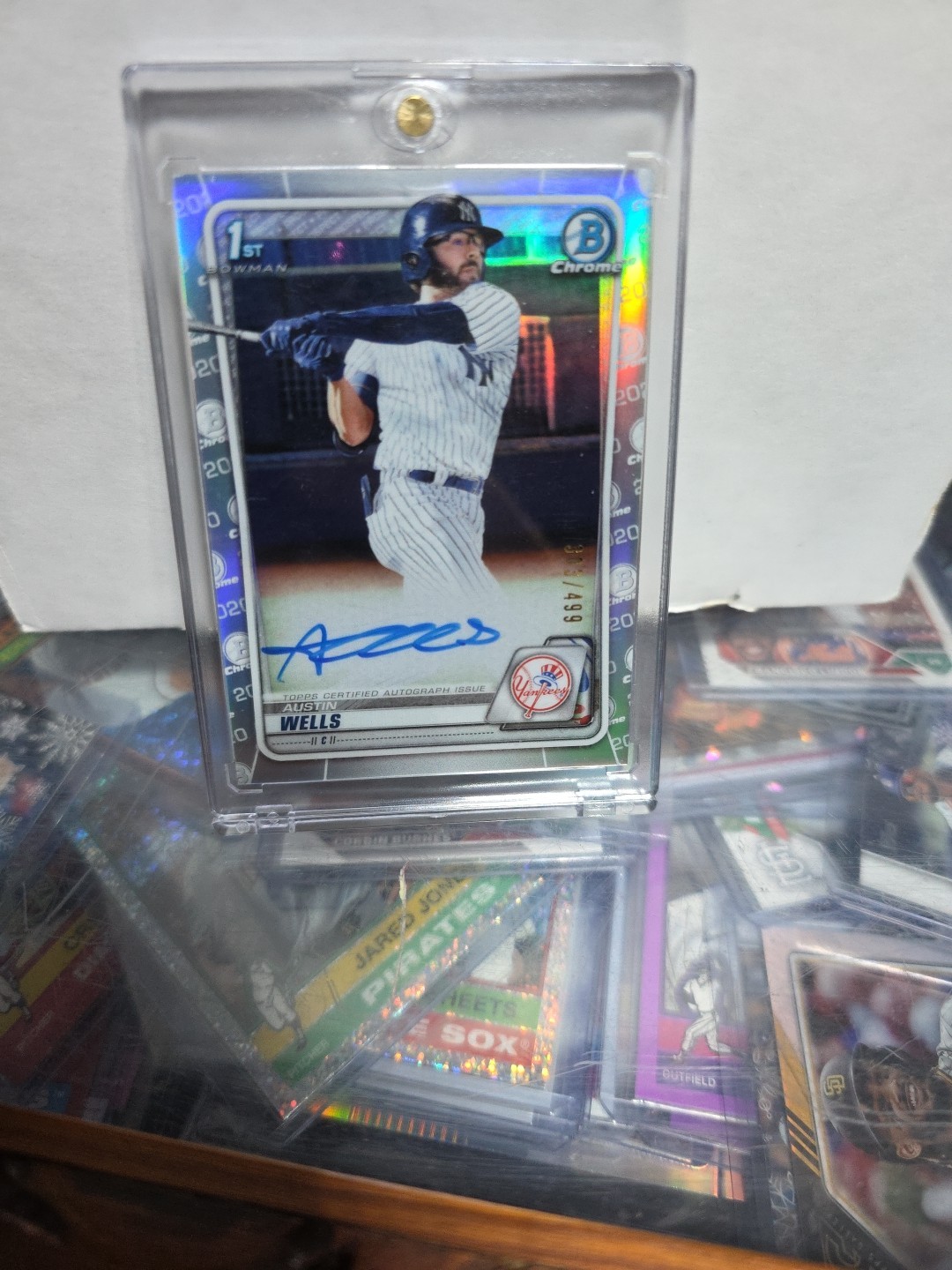 2020 Bowman Draft Austin Wells 1st Bowman Chrome REFRACTOR AUTO /499 SP RC