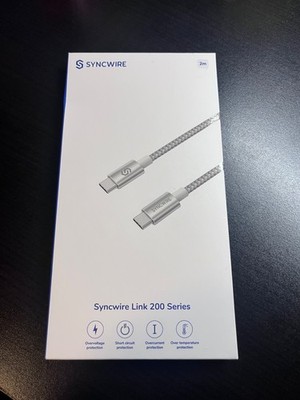 Syncwire 2M Type-C to Type-C Cable, 60W Fast Charging, Heavy-Duty Nylon, NEW