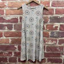 Ann Taylor Loft Dress Womens XSP White Multicolor Boho Floral Medallion Stretchy