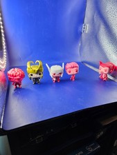 Marvel Funko Pop Lot of 5 - Red Monochromatic Exclusive - Hulk, Loki, Thor, Stra
