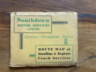Southdown Omnibus & Express Coach Services Route Map Vintage Sussex Curio