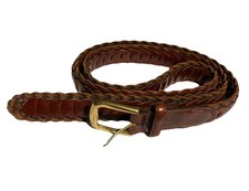 Brighton Mens Sz 40 Brown Braided Leather Belt Solid Brass Buckle