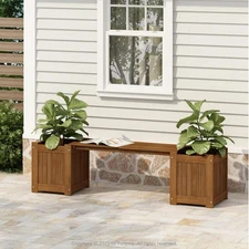 Furinno Tioman Outdoor Planter Box Dark Red Meranti Wood with Oil Finish