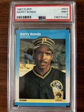 1987 Fleer Barry Bonds #604 Rookie Pittsburgh Pirates PSA 9 Baseball Card. rookie card picture