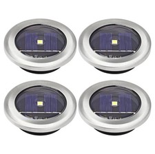 4 x Stainless Steel White Led Solar Powered Wireless Garden Decking Deck Lights