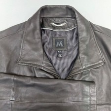 M Mens Genuine Leather Jacket XXL Black Classic Zipper Front Professional