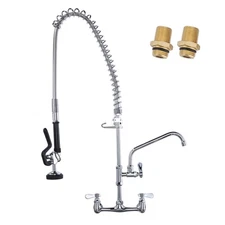 Commercial Kitchen Faucet Wall Mount with Pre-Rinse Sprayer 36" Height Wall M...