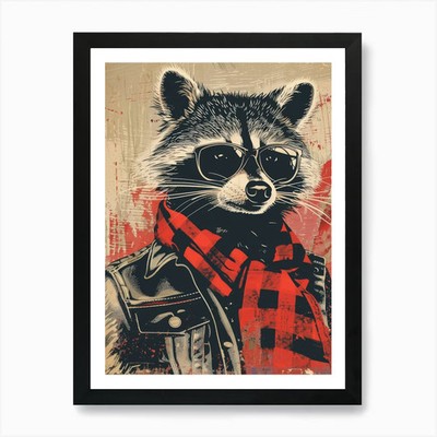 Waschbär 3 Kunstdruck gerahmt Wandbild gerahmt Wandbild Poster Leinwanddruck Bild
