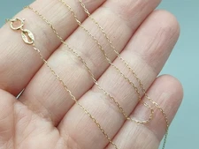 14ct Yellow Gold Chain 14K Diamond Cut 0.8mm Fine Trace Chain Necklace 16"