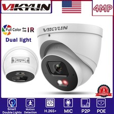 Vikylin Dual light Color IR Monitor Turret Network 4MP POE Security Camera Wired
