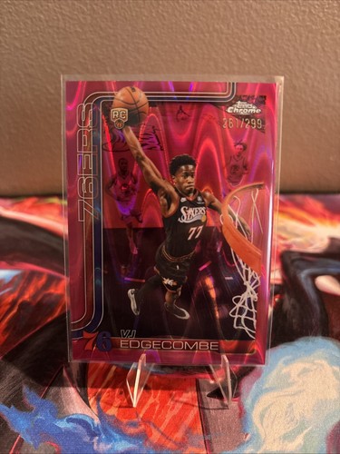 2025-26 Topps Chrome Update VJ Edgecombe #203 Magenta Wave Refractor /299