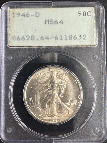 1946-D Walking Liberty Half Dollar – PCGS MS64 – Old Green Holder (OGH)