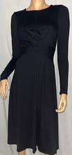 NWT A New Day Sz S Black Midi A-Line Twist Front Knit Stretch Long Sleeve Dress