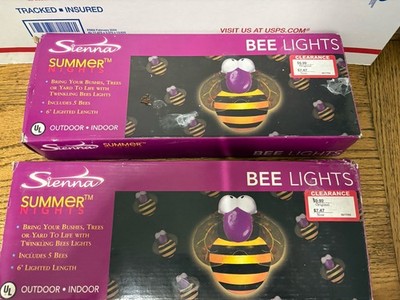 New Lot 2 Sylvania Twinkling Bee Light String 6' Summer Nights Indoor/Outdoor C7