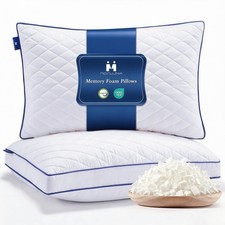 Mosluna Shredded Memory Foam Pillows King Size Set of 2, 20"x36", White