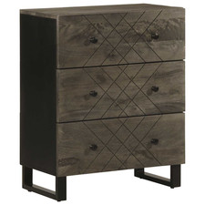 Sideboard Black Solid Mango and Engineered Wood with Metal Legs 10cm 60x33x75 cm