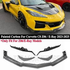 For Corvette C8 Z06 E-Ray 23-25 Painted Carbon Front Bumper Lip Splitter&Canards