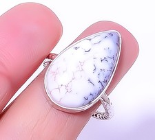 Dendritic Opal - Brazil Handmade 925 Sterling Silver Ring s.8 R5811-40