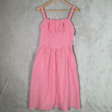 Wild Fable Dress Small Red Gingham Milkmaid Midi A-Line Smocked Cottagecore