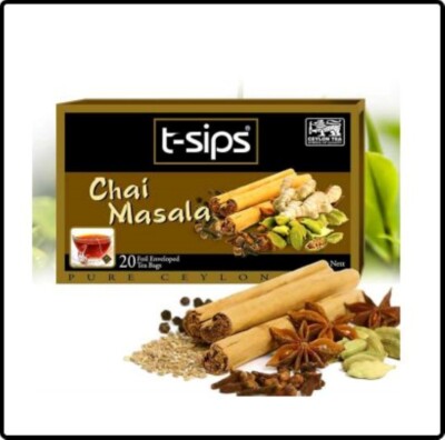 t sips Black tea with chai masala flavour 20bags x 4 packs pure ceylon tea