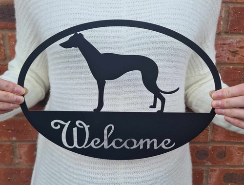 Willkommen Blechschild, Metall Wohndeko, Metall Wandbild - *GREYHOUND*